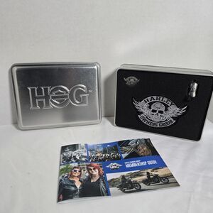 Harley Davidson Harley Owners Group HOG Welcome Kit Eagle USA Patch Pin Bell Tin
